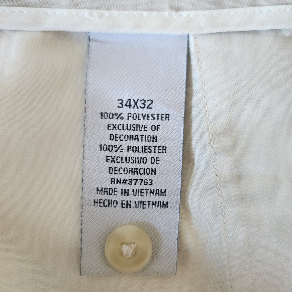 Grand Slam Performance Khaki Flat Front Mens Chino Pants 34x32 FLAW - Picture 9 of 12
